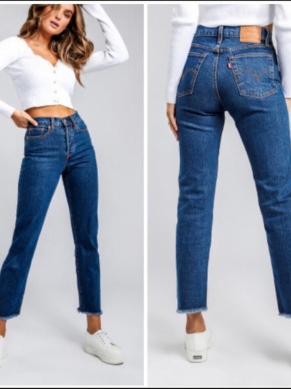 NWT Levi's Premium Wedgie Straight Ankle Women's Jeans High Rise 28x26 Raw Hem